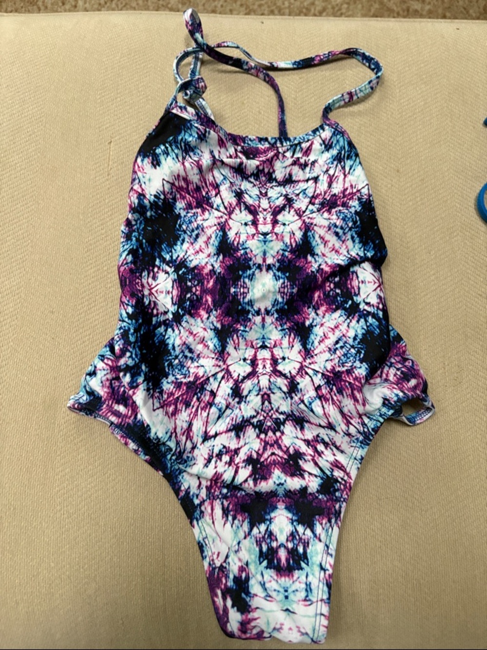 Jolyn Clothing Tie-Dye Purple Blue Black One-Piece Swimsuit